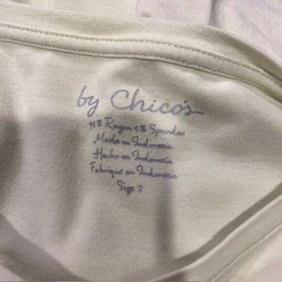 Chico's Yellowish Green 3/4 Sleeve Tee W/ Tie Front Size L - Picture 7 of 7